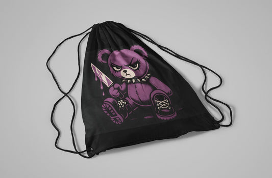 Playful Panda Drawstring Bag - Cute Gym Sack, Trendy Backpack, Kids Gifts, Festival Gear, Unique Cartoon Tote