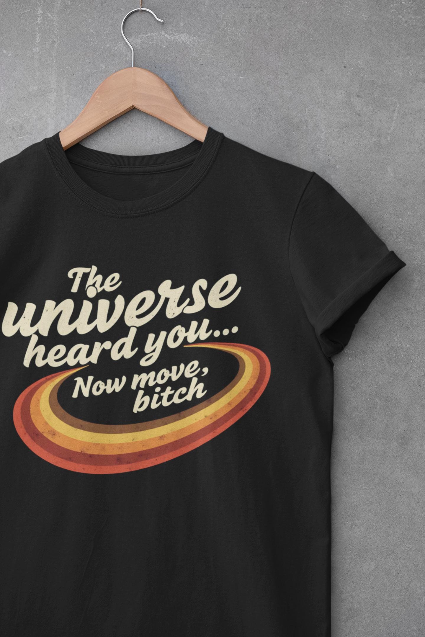 Retro Galaxy Graphic Tee: Unisex Black Cosmic Print T-Shirt