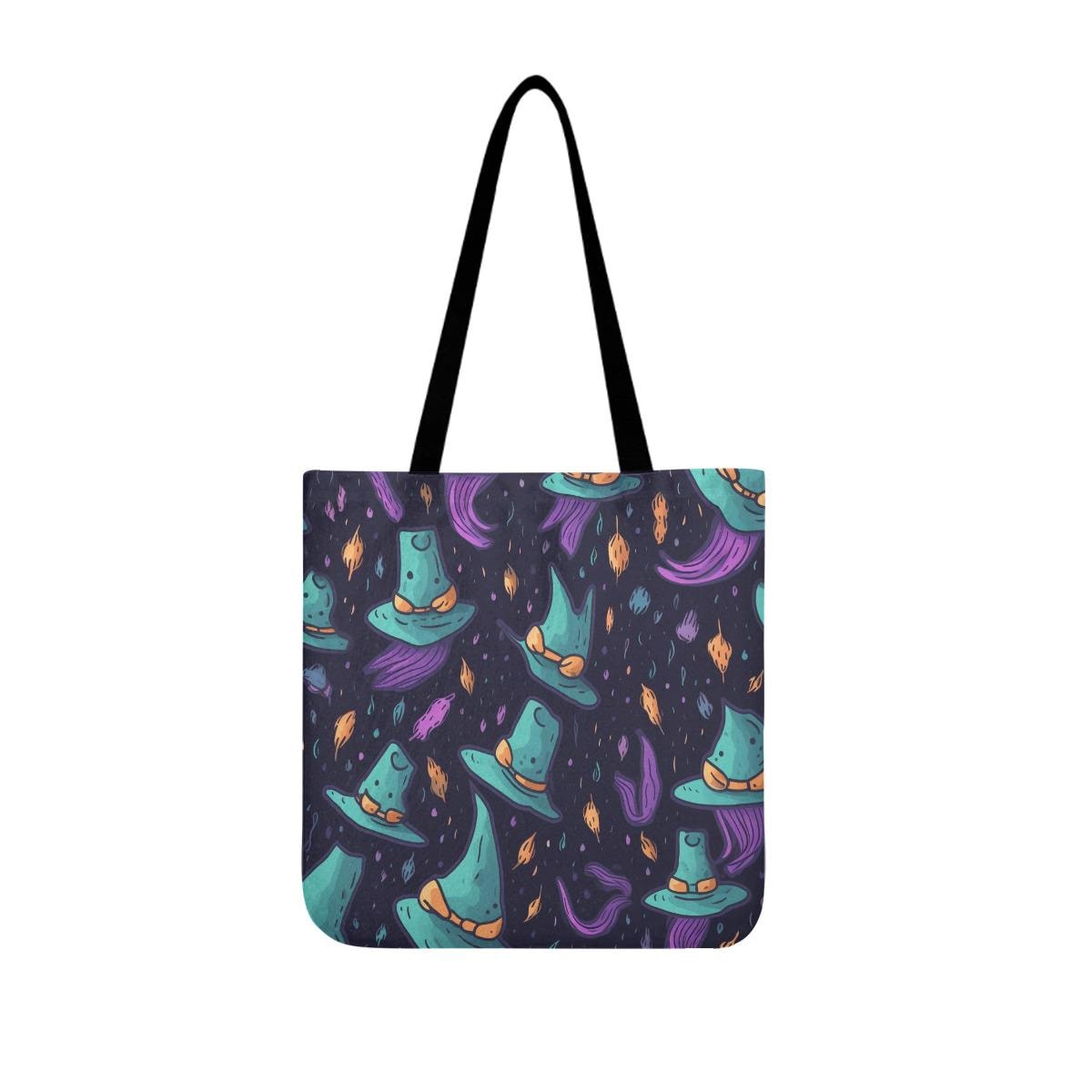 Mystical Halloween Tote Bag: Purple & Blue Abstract Canvas