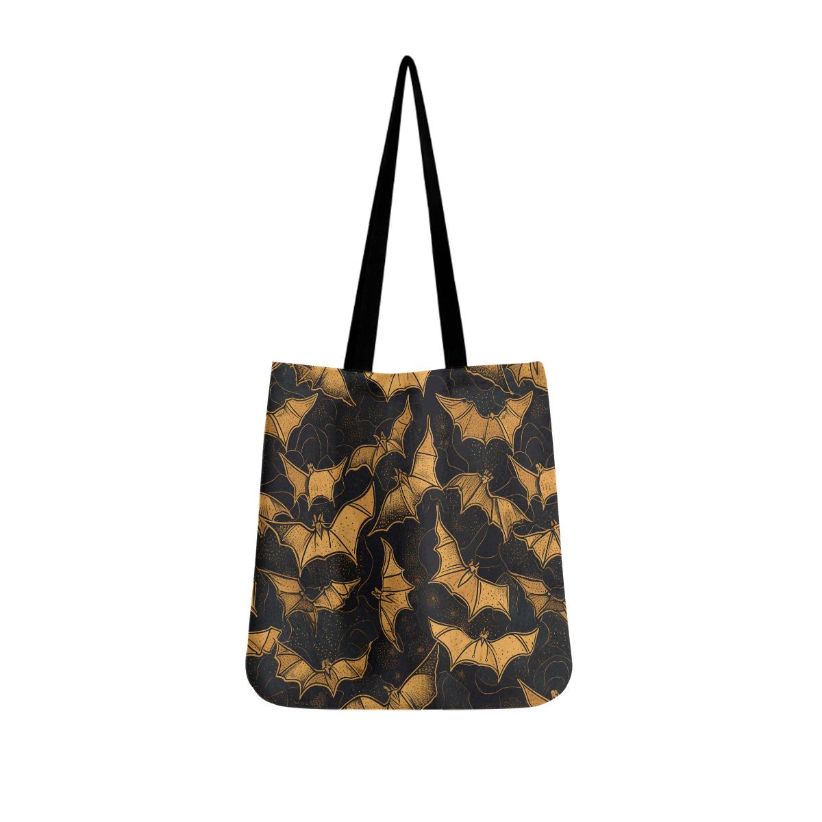 Bat Print Tote Bag Spooky Cute Halloween Canvas Bag for Fall and Single Life Style