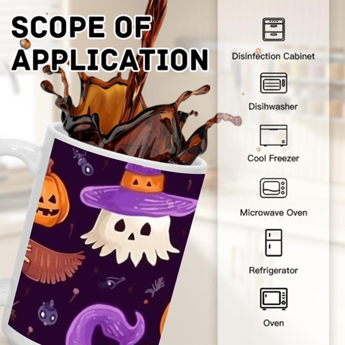 Retro Skeleton Halloween Mug: Gothic Coffee Cup - 15 oz