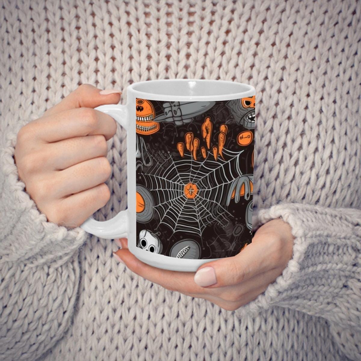 Ghost Pumpkin Halloween Mug: Funny Spooky Season Coffee Cup