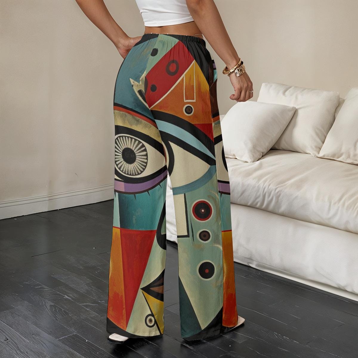 Geometric Art Pants Abstract Lounge Pants for Free Spirit Style and Single Life Queens