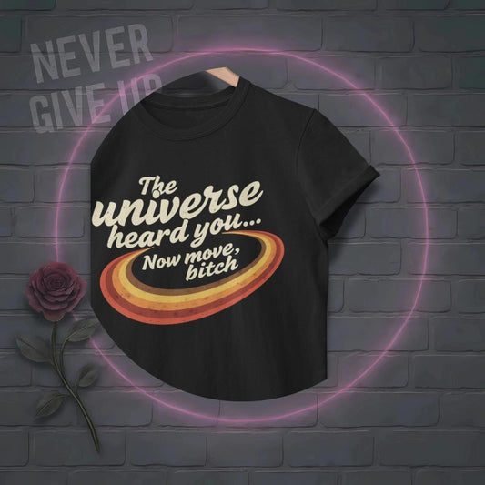 Retro Galaxy Graphic Tee: Unisex Black Cosmic Print T-Shirt