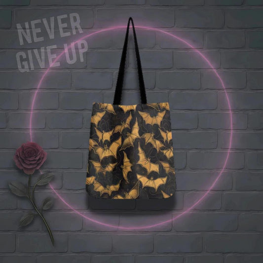 Bat Print Tote Bag Spooky Cute Halloween Canvas Bag for Fall and Single Life Style