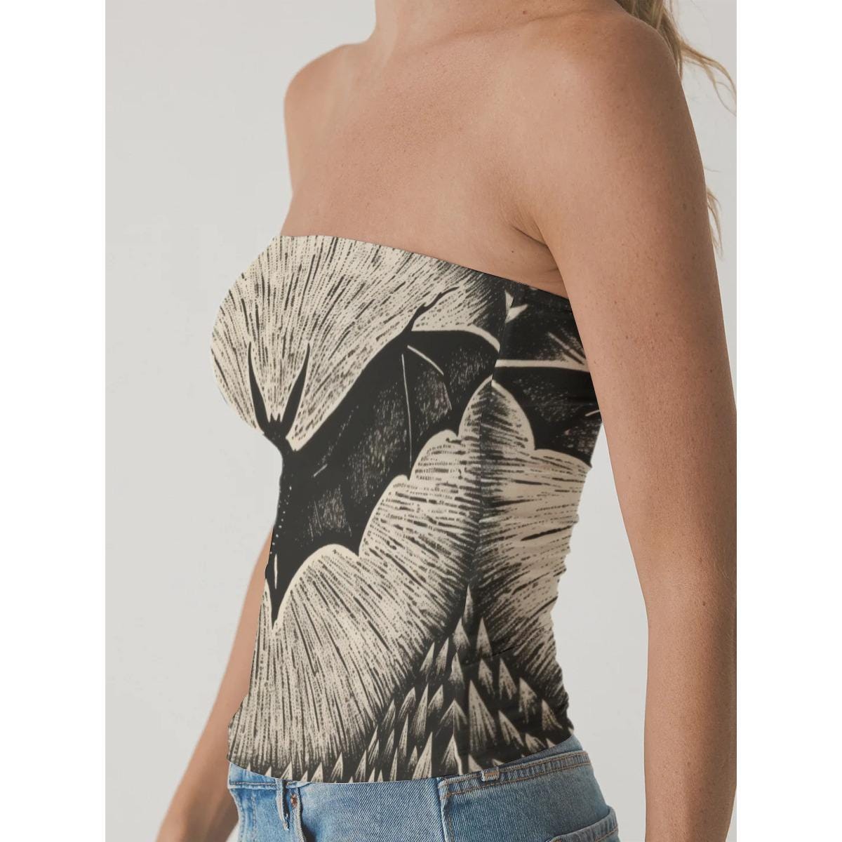Halloween Tube Top: Spooky Gothic Y2K Strapless Crop Top