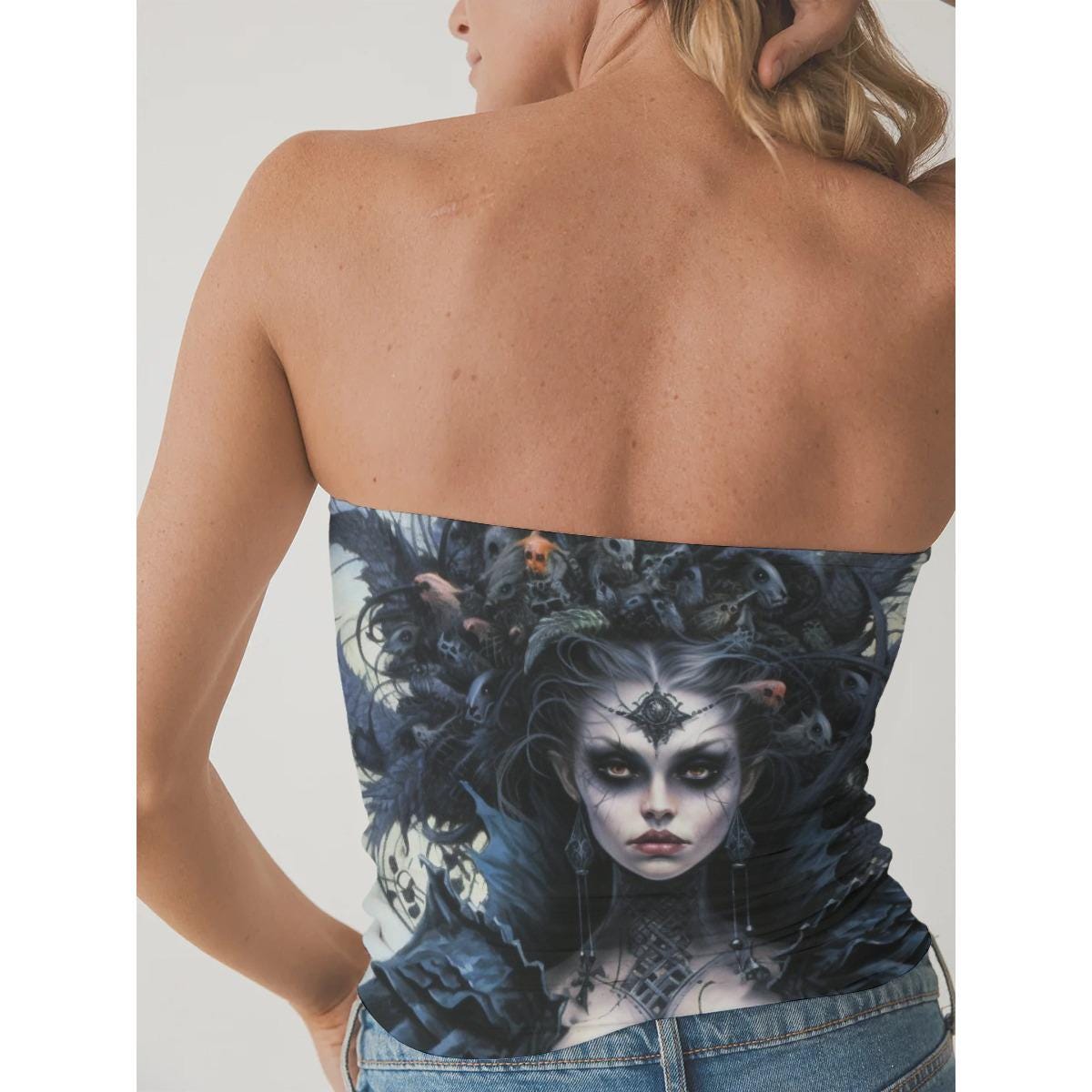 Witching Hour Tube Top: Goth Grunge Halloween Crop Top