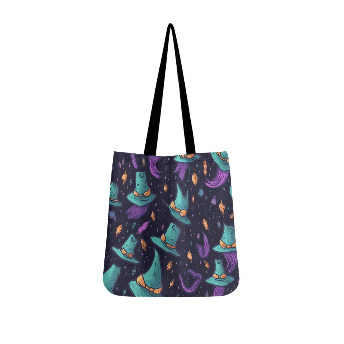 Mystical Halloween Tote Bag: Purple & Blue Abstract Canvas