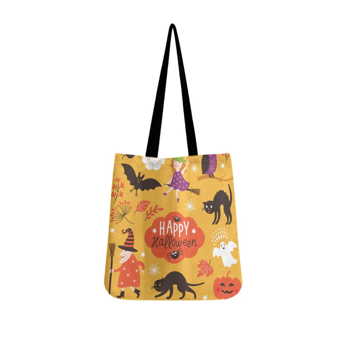 Single Life Halloween Tote Bag: Spooky Character Pattern, Orange Canvas