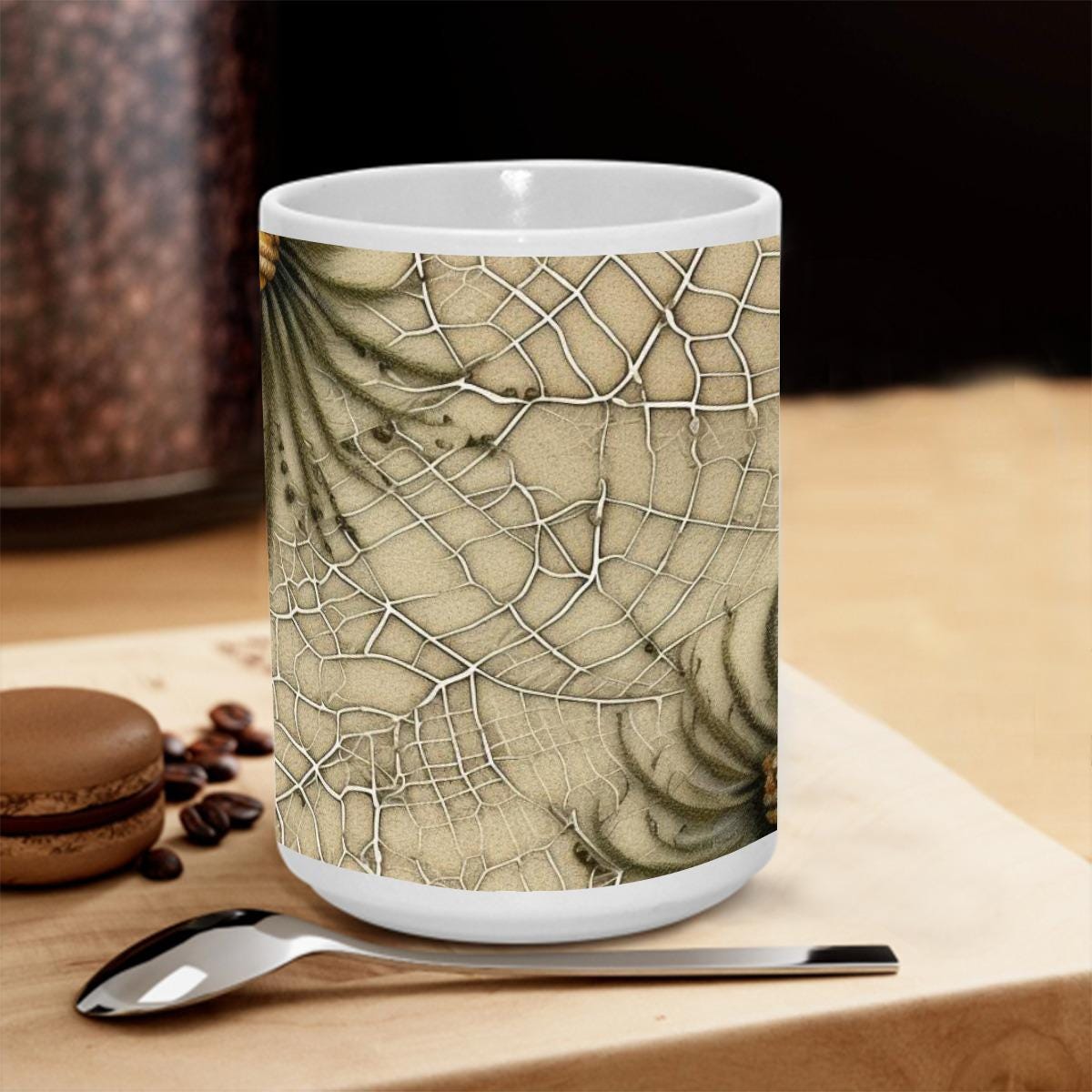 Spider Web Halloween Mug – Creepy Cute Coffee Cup 15 oz – Spooky Fall Decor