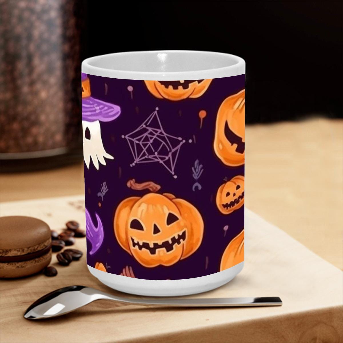 Retro Skeleton Halloween Mug: Gothic Coffee Cup - 15 oz