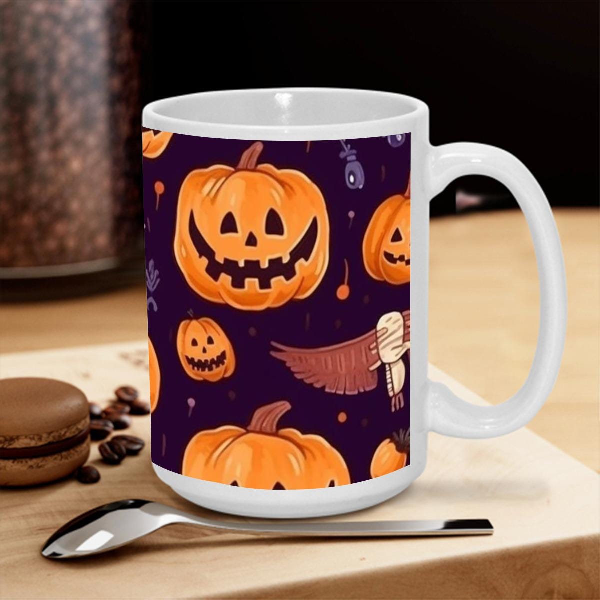 Retro Skeleton Halloween Mug: Gothic Coffee Cup - 15 oz
