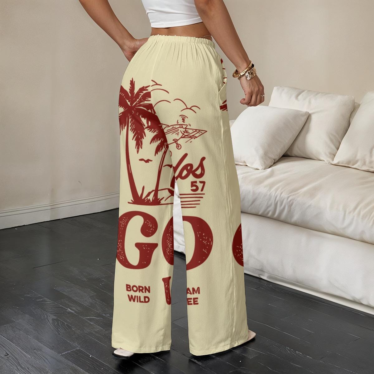 Tropical Palm Print Lounge Pants: Retro Florida Beach Style