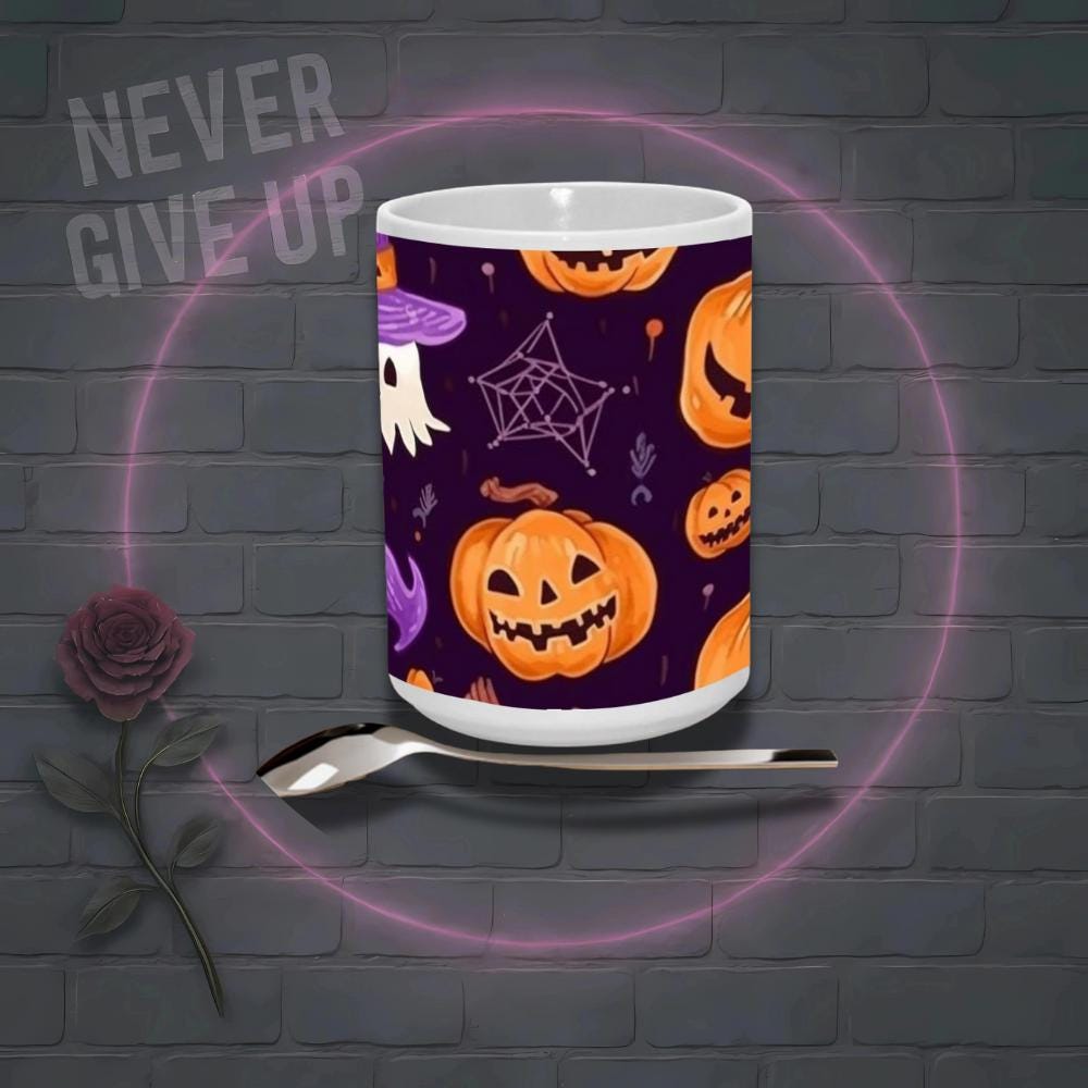 Retro Skeleton Halloween Mug: Gothic Coffee Cup - 15 oz