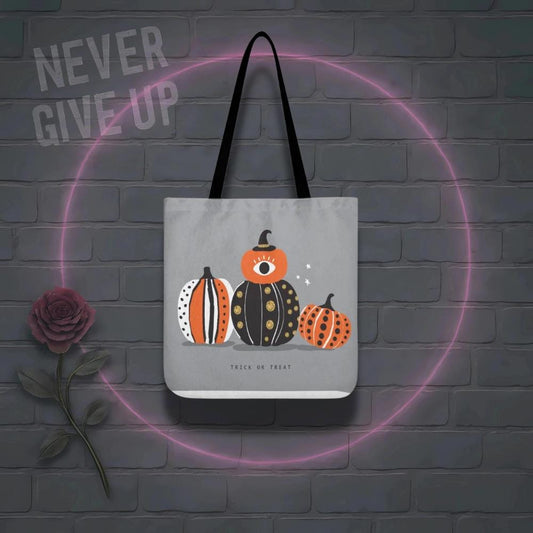 Single Life Halloween Tote Bag: Gray Pumpkin Pattern, Spooky Season