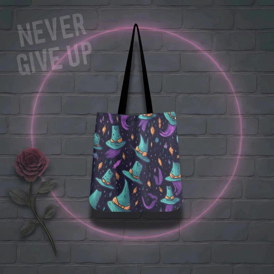 Mystical Halloween Tote Bag: Purple & Blue Abstract Canvas