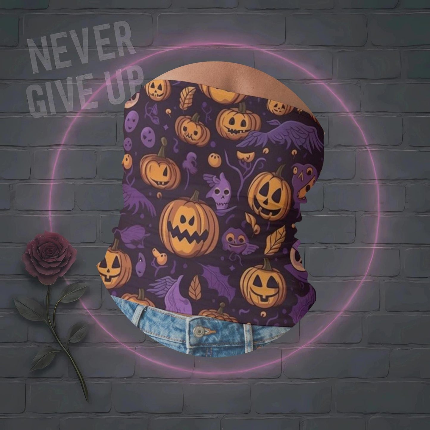 Purple Pumpkin Halloween Tube Top: Spooky Single Life Fashion