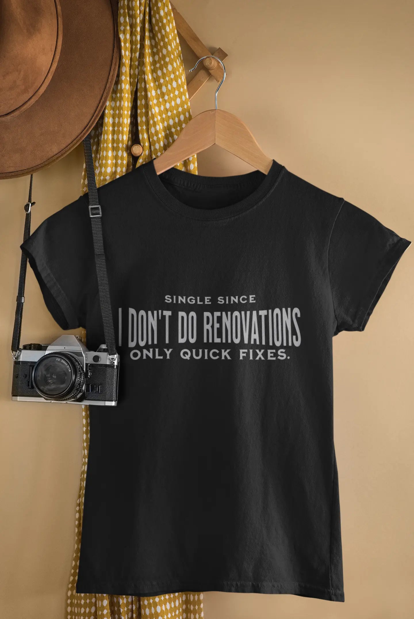 "I Don't Do Renovations" Sarcastic Single Life V-Neck T-Shirt | Funny Independent Woman All-Over Pri Yoycol