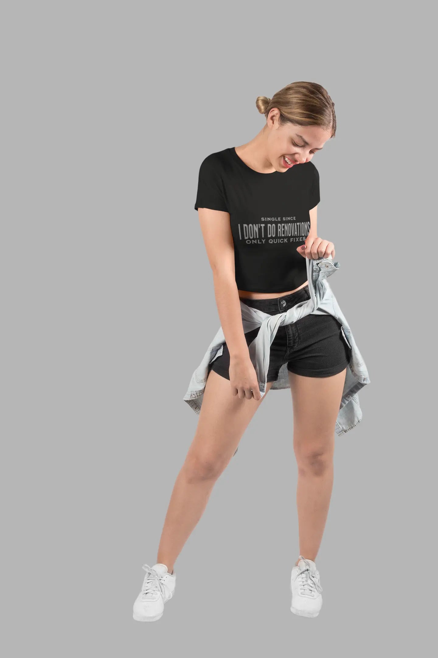 "I Don't Do Renovations" Sarcastic Single Life V-Neck T-Shirt | Funny Independent Woman All-Over Pri Yoycol